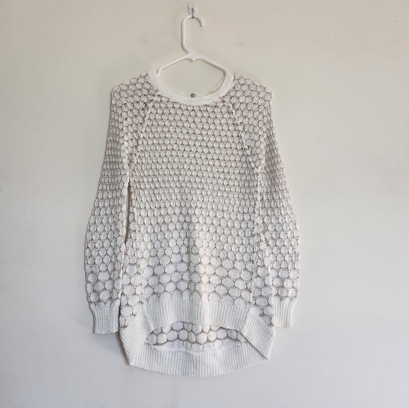 Anthropologie Moth Openwork Cream Ivory High-Low Sweater size XS - Picture 1 of 6